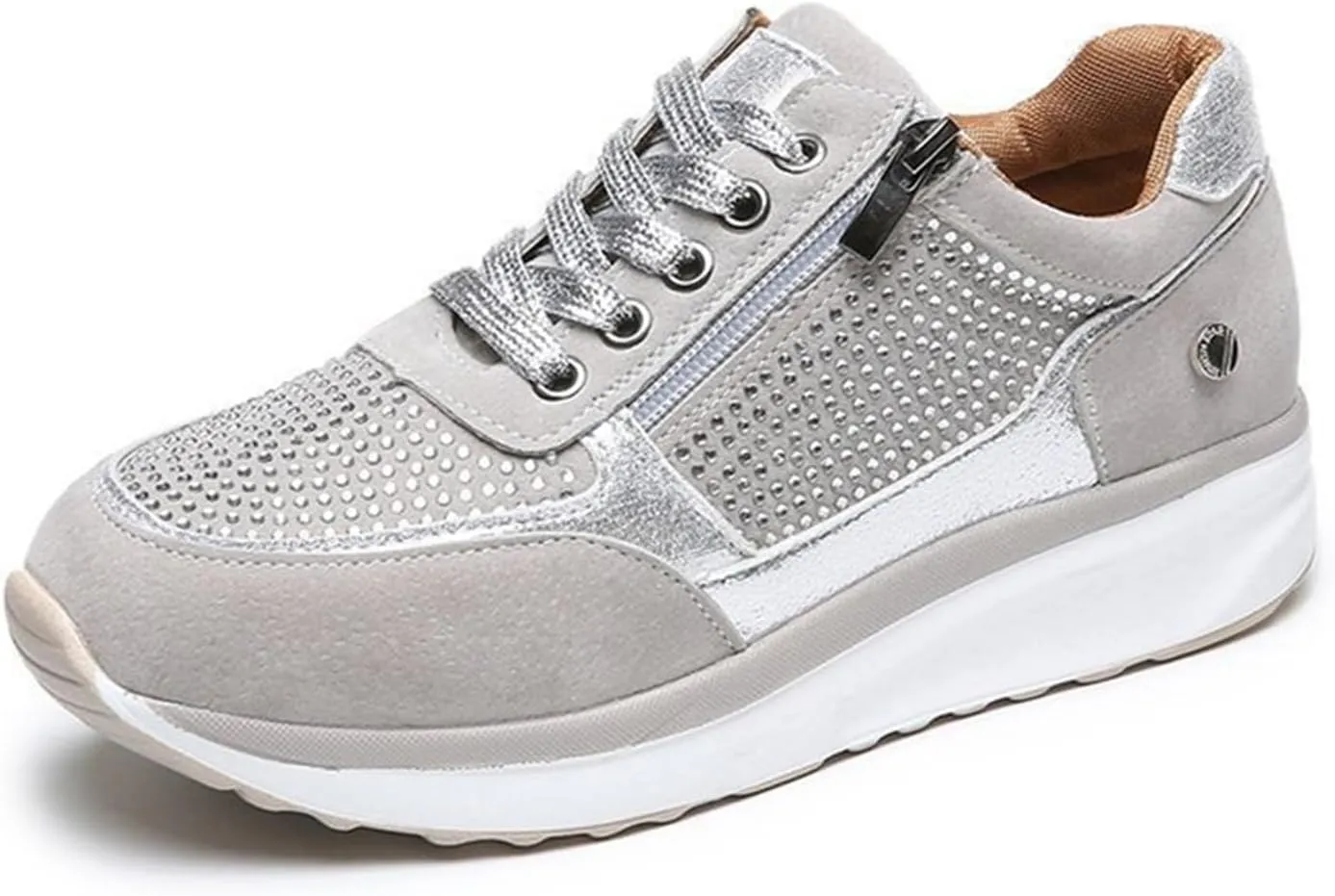 Ladmiple Shoes For Women Sneakers Trendy Low Top Lace-up Walking Shoes Fashion Summer Slip On Platform Flats Loafers