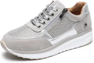 Ladmiple Shoes For Women Sneakers Trendy Low Top Lace-up Walking Shoes Fashion Summer Slip On Platform Flats Loafers