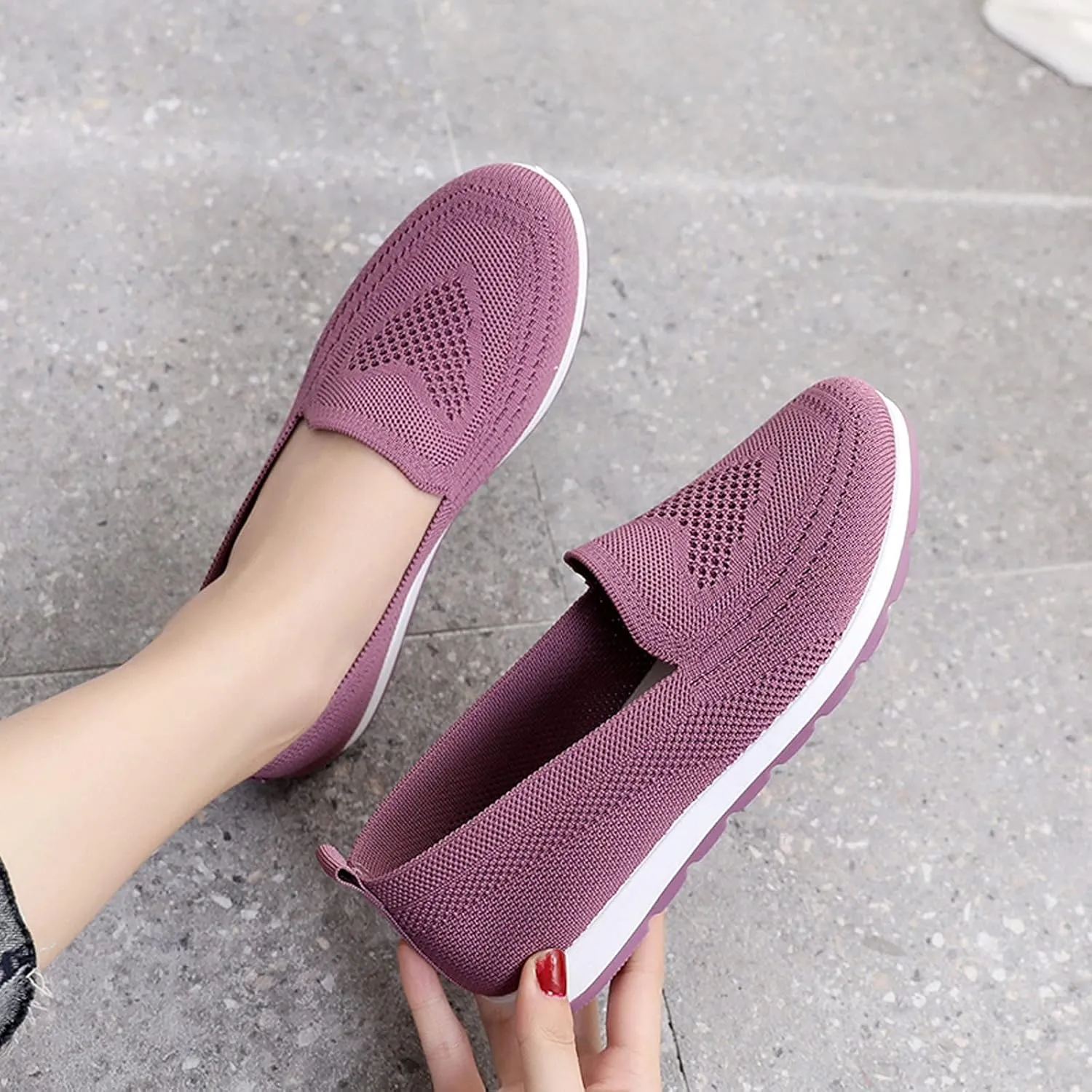 Loafers for Women Comfort Slip On Walking Shoes Wide Width Casual Sneaker Knit Dressy Comfortable Business Work Flat𝐬