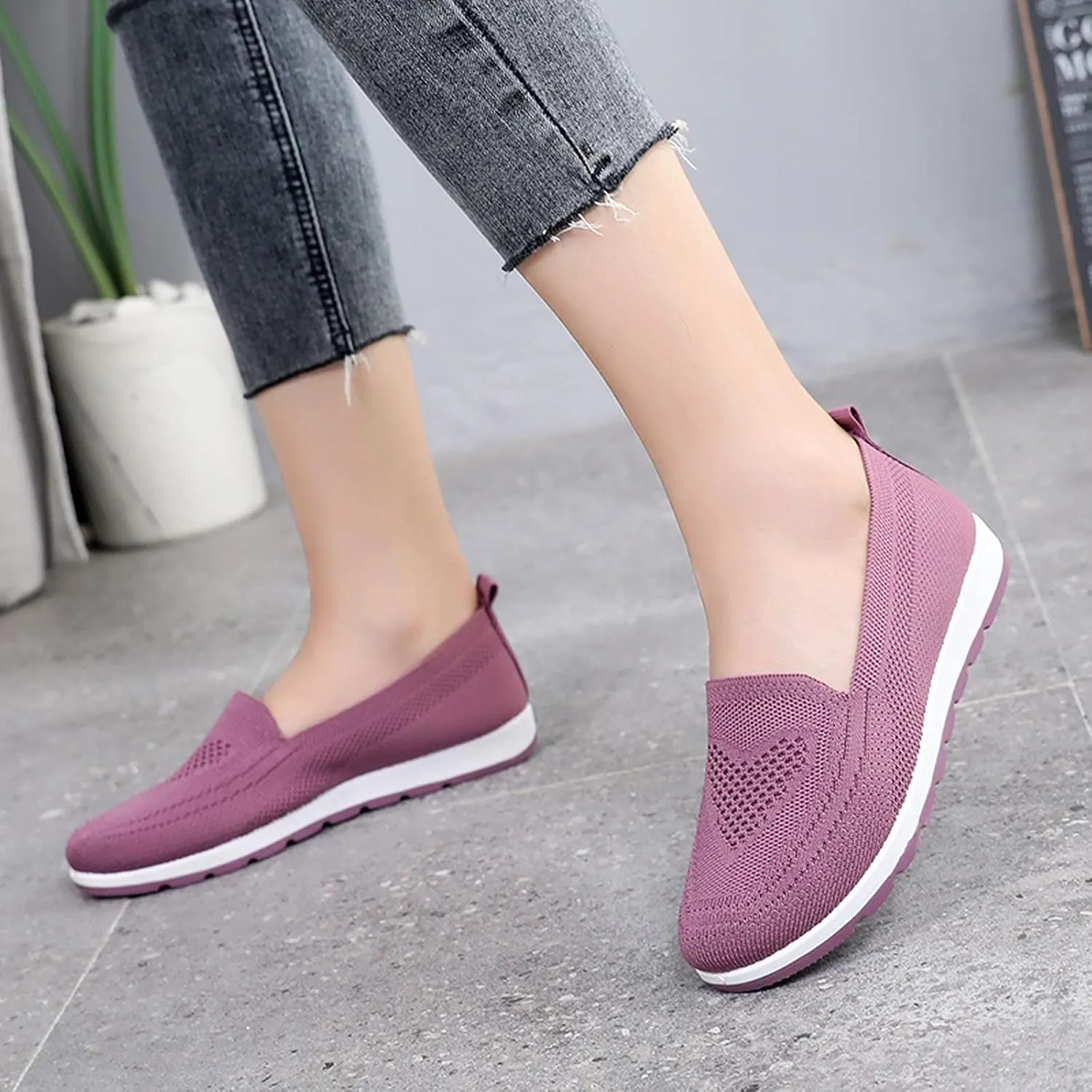 Loafers for Women Comfort Slip On Walking Shoes Wide Width Casual Sneaker Knit Dressy Comfortable Business Work Flat𝐬