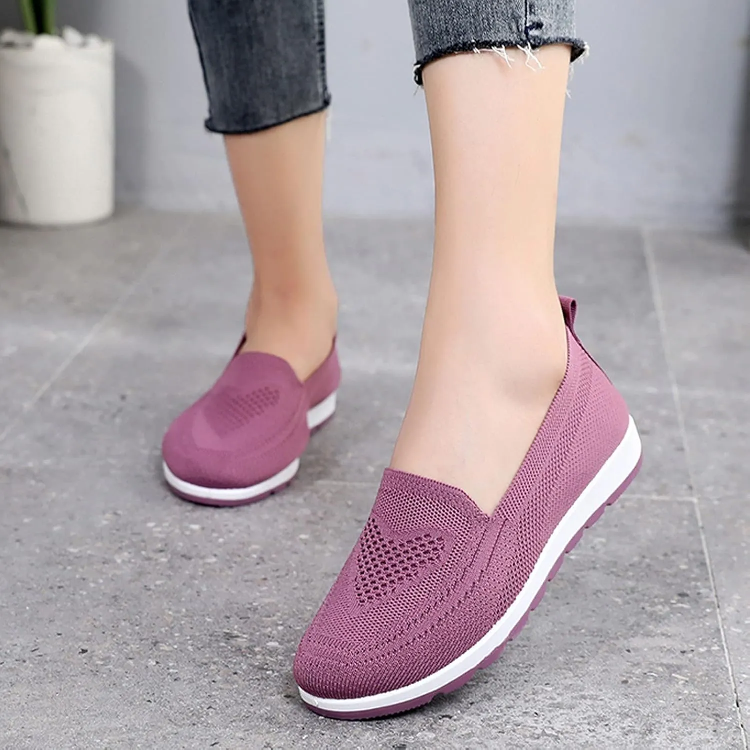 Loafers for Women Comfort Slip On Walking Shoes Wide Width Casual Sneaker Knit Dressy Comfortable Business Work Flat𝐬