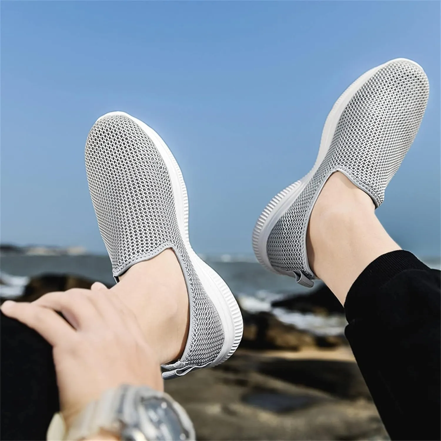 Women's Slip On Sneakers Lightweight Breathable Running Shoes for Men Dressy Woman Shoes Casual Black Sneakers Steel Toe Tennis Shoe Trainers Shoe