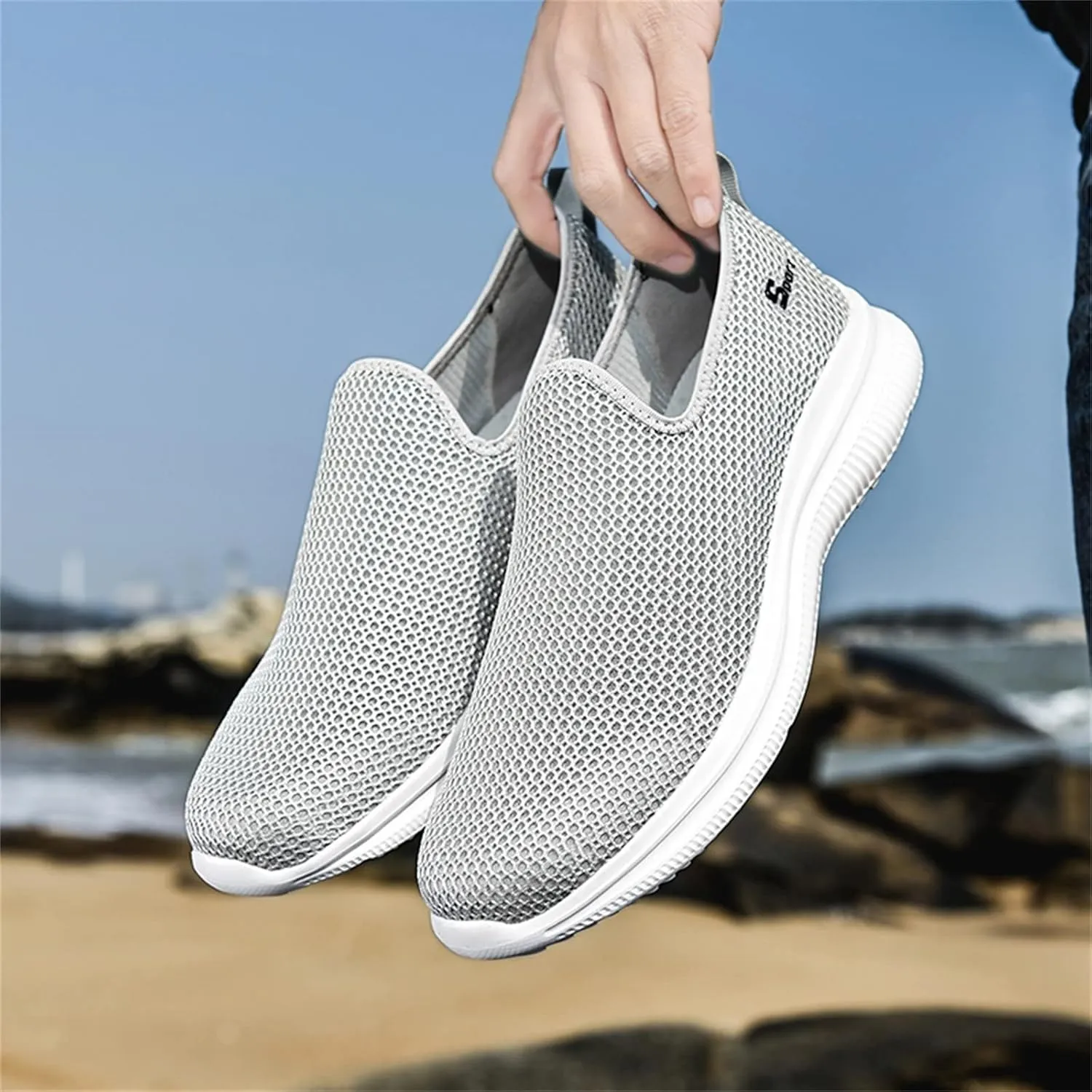 Women's Slip On Sneakers Lightweight Breathable Running Shoes for Men Dressy Woman Shoes Casual Black Sneakers Steel Toe Tennis Shoe Trainers Shoe