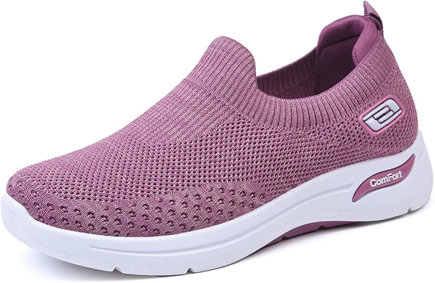 ZWRXW Womens Walking Shoes Orthopedic Slip On Air Cushion Platform Shoes Mesh Up Woven Sock Casual Ladies Fashion Sneakers Lightweight Comfortable Arch Support Sneaker with Arch Support